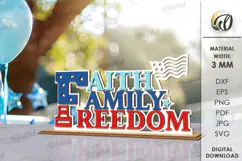 4th Of July Word Stand Laser Cut. Patriotic Stand Decor SVG Product Image 1