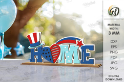 4th Of July Word Stand Laser Cut. Patriotic Stand Decor SVG Product Image 1