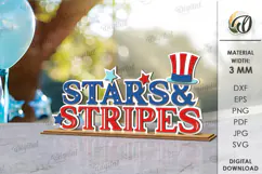 4th Of July Word Stand Laser Cut. Patriotic Stand Decor SVG Product Image 1