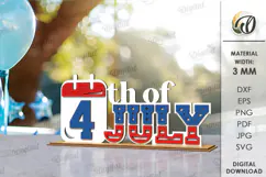 4th Of July Word Stand Laser Cut. Patriotic Stand Decor SVG Product Image 1
