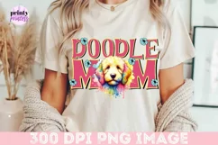 Doodle Mom png, Floral Goldendoodle Sublimation Design Product Image 1