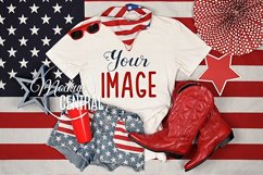 USA July 4th Woman's T-Shirt Mockup Fashion Tee Product Image 1