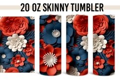 4th of July Patriotic Flowers 3D- 20 oz Straight Tumbler PNG Product Image 1