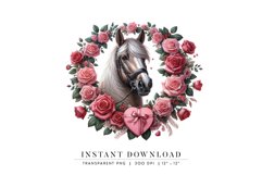 Romantic Horse Floral Wreath Clipart Product Image 1