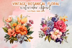 Vintage Botanical Floral Watercolor Clipart Product Image 5
