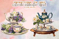 Vintage Floral Tea Table Sublimation Clipart Product Image 5