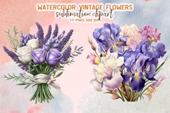 Vintage Flowers Watercolor Clipart Product Image 5