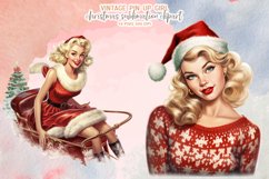 Vintage Pin-Up Christmas Girl Sublimation Clipart Product Image 5