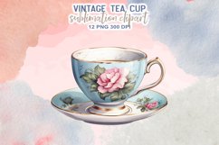 Vintage Tea Cup Sublimation Clipart Product Image 5