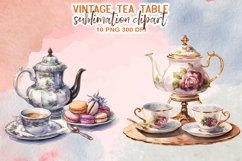 Vintage Tea Table Sublimation Clipart Product Image 5