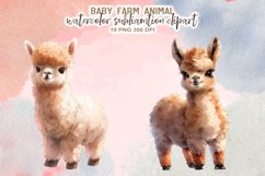 Watercolor Baby Farm Animals Sublimation Clipart Product Image 5