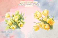 Watercolor Butter Yellow Tulips Sublimation Cliparts Product Image 5