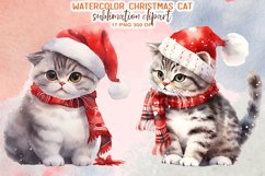 Watercolor Christmas Cat Sublimation Clipart Product Image 5