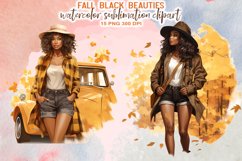 Watercolor Fall Black Beauties Sublimation Clipart Product Image 5