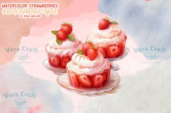 Watercolor Strawberries Desserts Sublimation Clipart Product Image 5