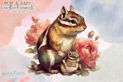 Mom&amp;Baby Woodland Animals Watercolor Clipart - 11 Variations Product Image 6
