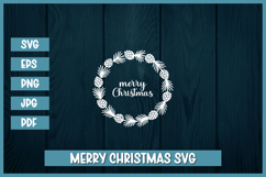 6 Merry Christmas Floral Wreath SVG, Christmas wreath svg Product Image 6
