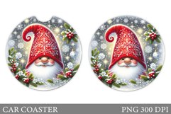Christmas Gnome Car Coaster. Christmas Car Coaster Design Product Image 1