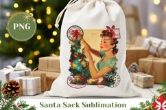 Winter Santa Sack Sublimation, Vintage Christmas Gift Bag Product Image 1