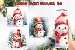 Christmas Snowman Tumbler Sublimation Designs Product Image 1