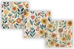 Retro Floral Seamless Pattern Bundle, Scandinavian Flower Product Image 5