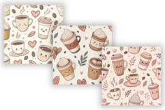 Cute Coffee Seamless Digital Paper Pack, Cozy Coffee Pattern Product Image 5