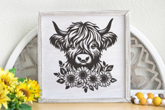 Highland Cow with Sunflowers SVG | Cute Farm Animal PNG File Product Image 2