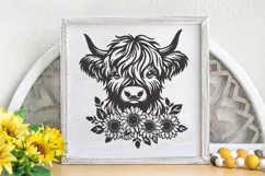 Highland Cow with Sunflowers SVG | Cute Farm Animal PNG File Product Image 2