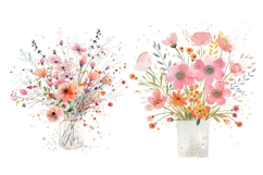 14 Watercolor Spring Flowers Clipart, Vintage Botanical Product Image 6