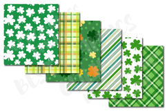 St Patrick's Day Digital Papers, Saint Patrick Shamrock Set Product Image 2