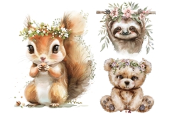 11 Watercolor Baby Animals Clipart Bundle, Cute Woodland Product Image 6