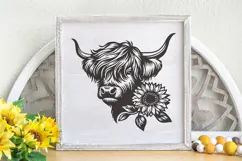 Highland Cow with Sunflowers SVG | Cute Farm Animal Cut File Product Image 2