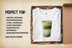 Black Sesame Matcha Latte Clipart Bundle 4 PNG Product Image 2