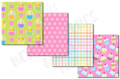 28 Sweet Rainbow Cupcakes Digital Papers Set Cupcake Desert Product Image 5