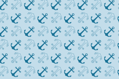 Seamless Blue Nautical Anchor Pattern Vector Background Product Image 1