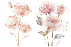 30 Watercolor Rose Clipart, Pink Floral PNG, Wedding Flowers Product Image 5