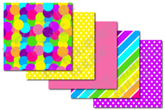 Bright Neon Colors Digital Papers Set, Polks Dots Background Product Image 6