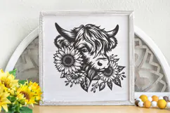 Highland Cow with Sunflowers SVG | Cute Farm Animal PNG File Product Image 2