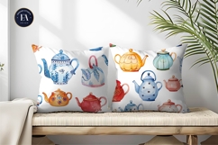 Watercolor Teapots Whimsical Seamless Digital Paper Product Image 2