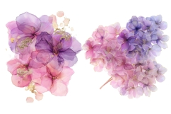 14 Watercolor Hydrangea Flowers Clipart Bundle, Pink Purple Product Image 6