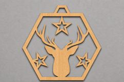 Deer Head Wooden Christmas Ornament Product Image 1