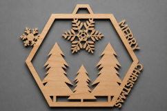 Merry Christmas Wooden Tree Ornament Product Image 1