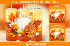 Pumpkin Tumbler Sublimation Wrap, 20 oz Fall Tumbler Wrap Product Image 1
