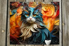 3D papercut cats | 8 Skinny tumbler sublimation designs, JPG Product Image 5