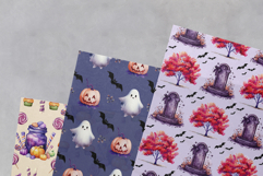 Kawaii Halloween Digital Papers Cute Autumn Seamless Pattern Product Image 3