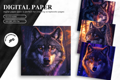 Wolf Wall Art Digital Paper Backgrounds Printable Scrapbook Product Image 1
