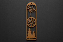 Nordic Pine and Snowflake Wooden Bookmark for Cozy Winter Product Image 1
