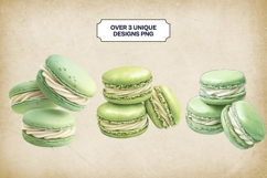 Matcha Macarons Clipart Bundle 3PNG Product Image 2