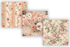 Coral Toile Digital Paper Pack, Vintage Floral Toile Product Image 5