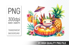 Summer Cute Axolotl Clipart | Summer Digital Download File Product Image 1